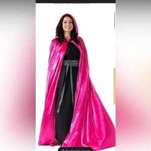 Hot Pink Velvet Cape - Women Accessories